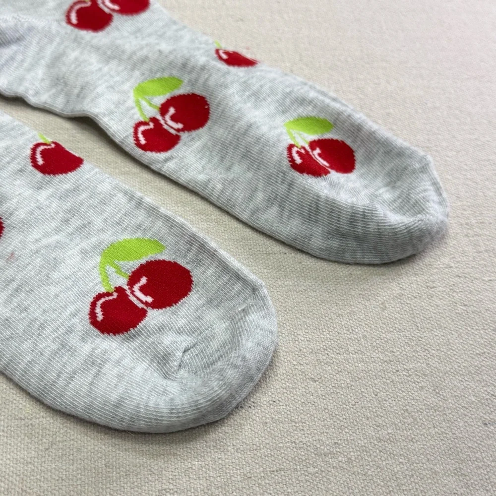 Charms Mini Pops Gray Cherry Crew Socks - Unisex - NWOT